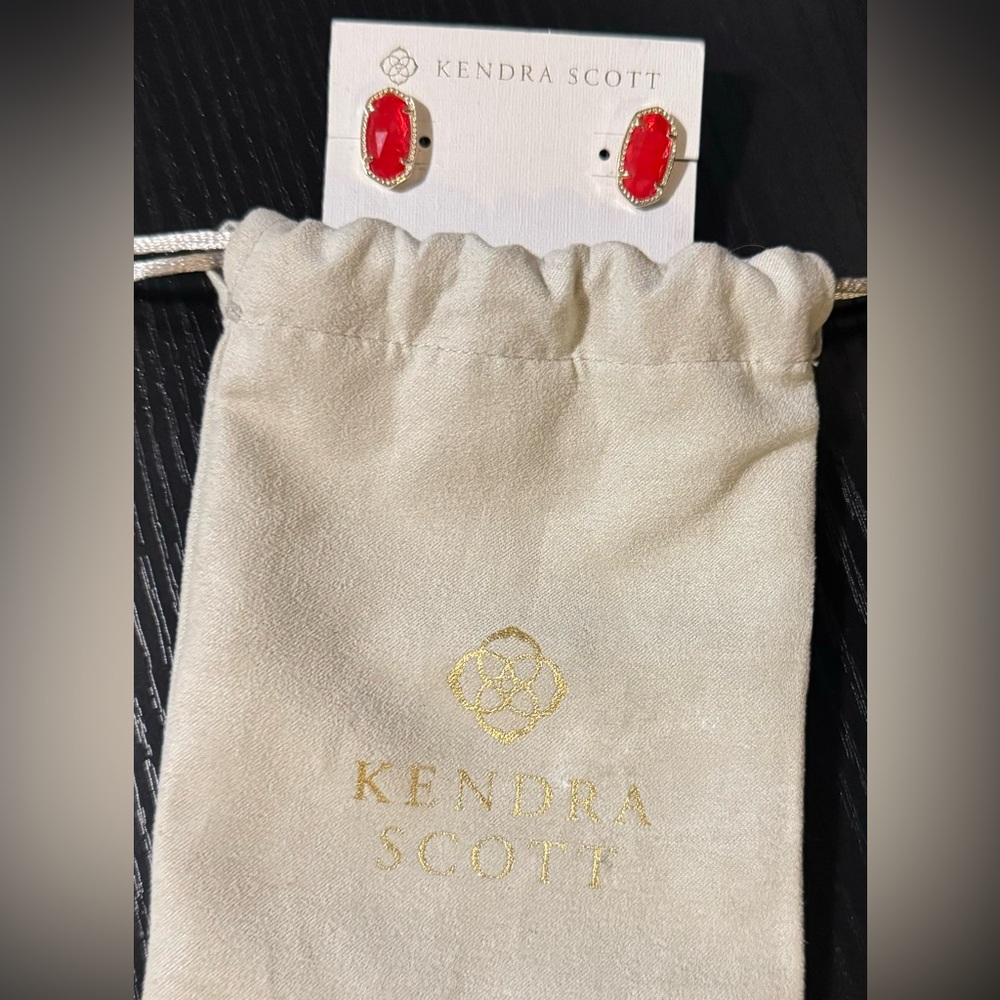 New Kendra Scott Red Earrings w/ Protective Bag